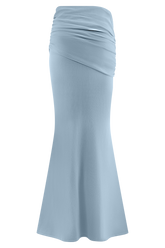 Irene Gathered Knit Maxi Skirt - Blue